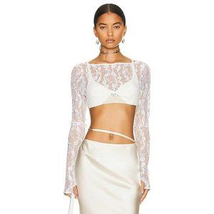JACQUEMUS Le Haut Musu Top White Crop Lace